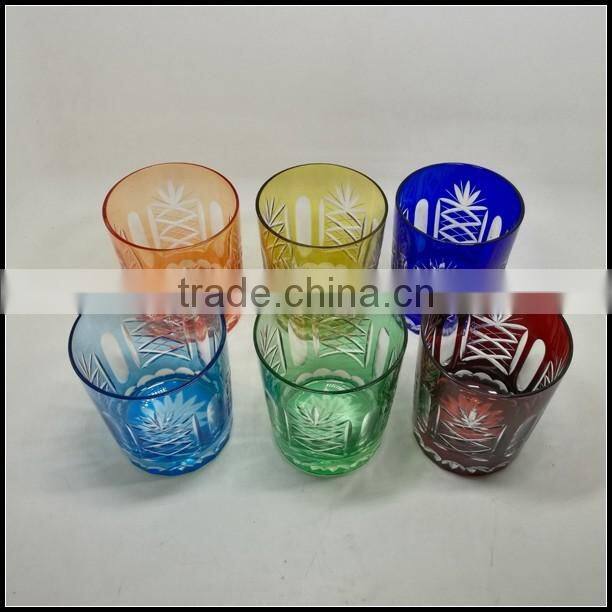 cobalt blue 8 oz stock hand cut round glass tumbler