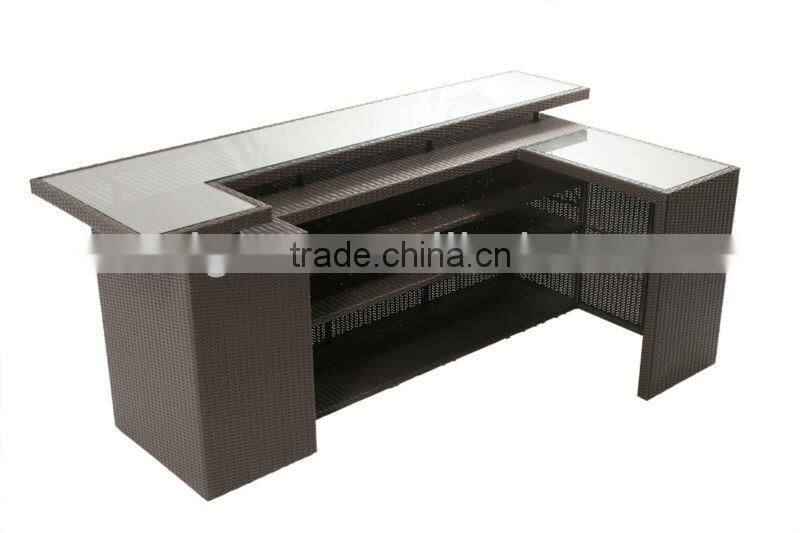 2017 TRADE ASSURANCE Most Popular new design outdoor aluminium frame resin wicker bar table set furniture