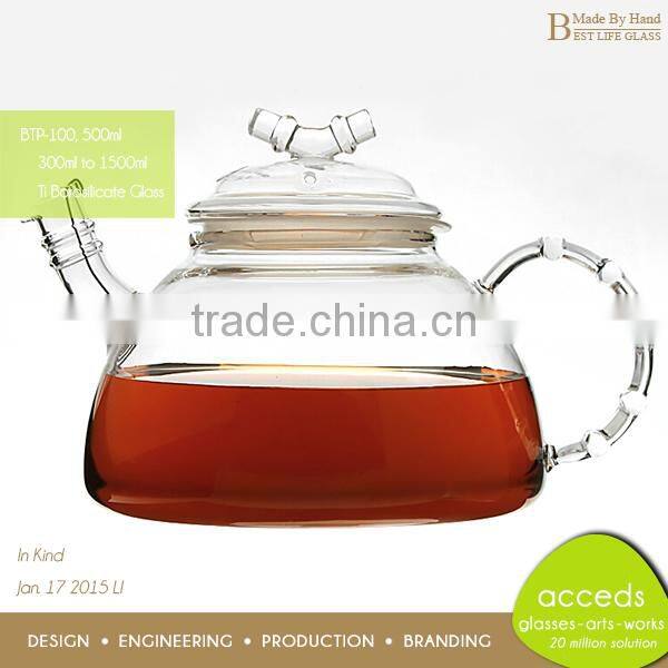 Free Design Stylish Lead-Free Ti-Borosilicate Transparent Glass Tea Pot Sets