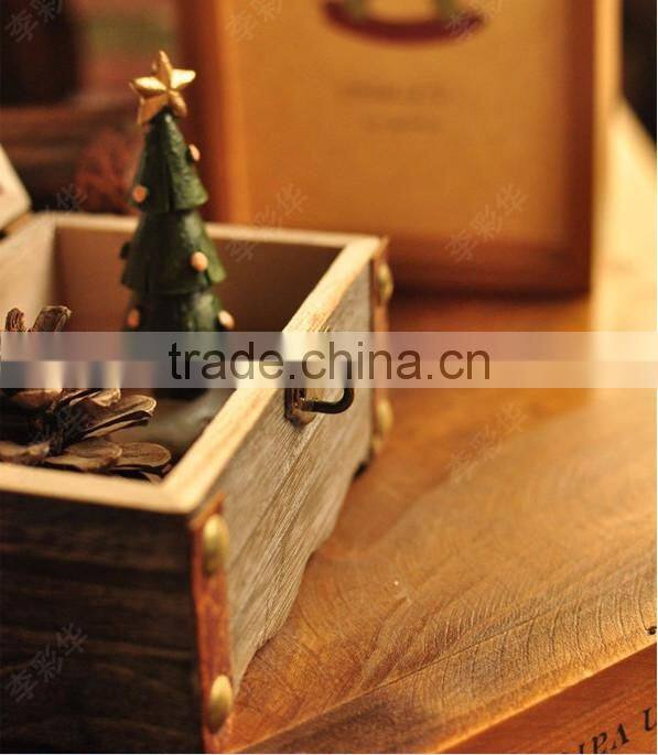 Zakka Vintage wooden jewelry box Antique Chinese storage box desktop furnishing articles gift box