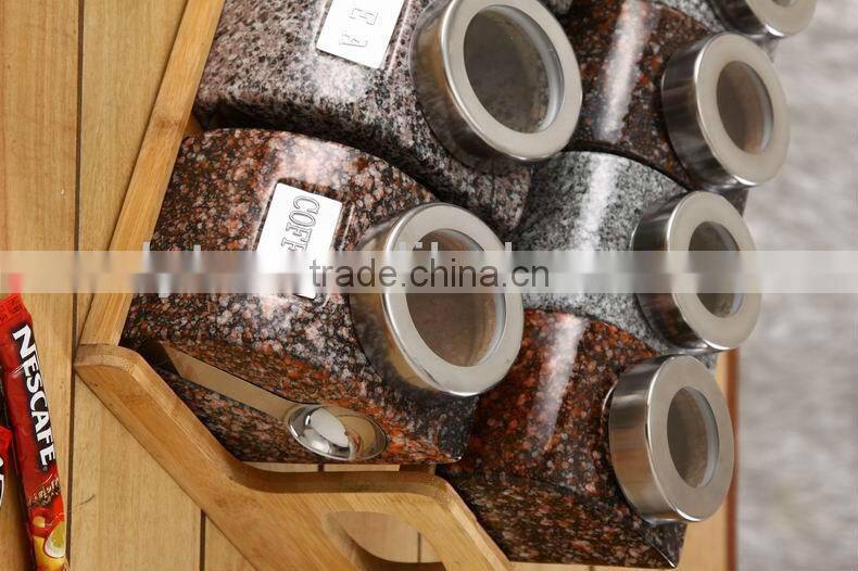 kitchen ceramic canister sets with spoon and wooden stand