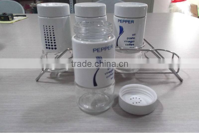 glass spice jar with stand