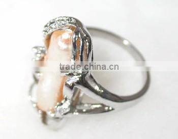 18K gold baroque orange pearl Tahitian Pearl Ring