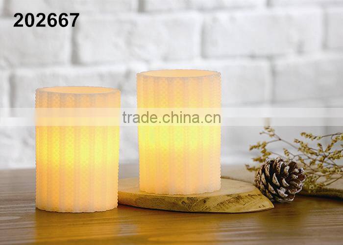 4" Battery Powered Flameless LED Pillar Wax Candles LED Carved Candles