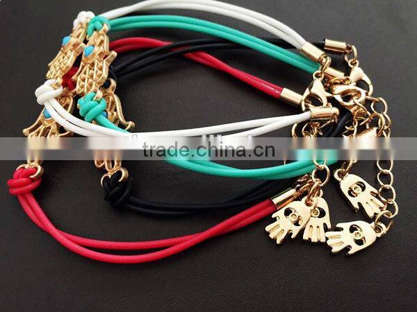 gold hamsa hand rubber bracelet