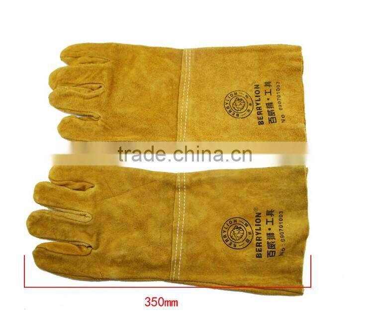 BERRYLION cow split long leather working gloves with high quality