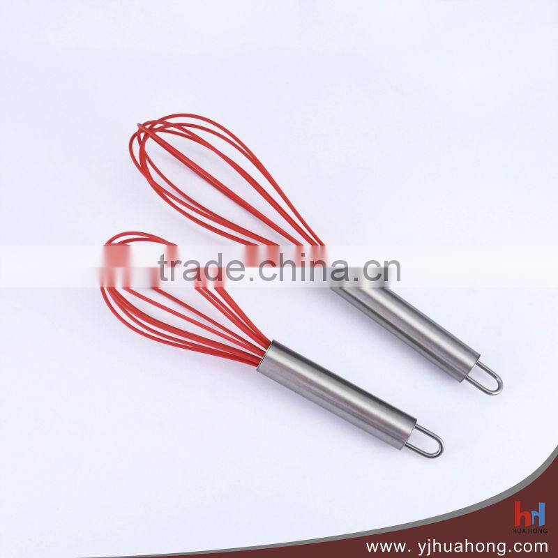 Transparent plastic handle silicone egg whisk (HEW-37A)