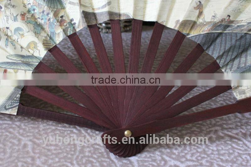 Elegant and high quality bamboo silk fan for advertising