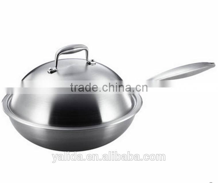 High Quality Highend Chinese Wok Round Bottom Composite steel Wok