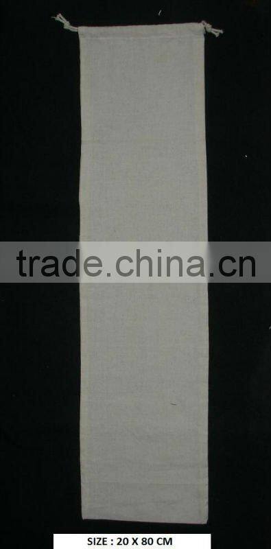 Cotton flap gift pouch with cotton drawstring