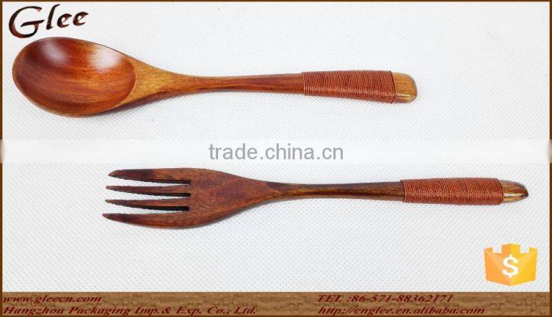 Wholesale wooden spoon and fork set, jujube, color natural, 15*3.5cm