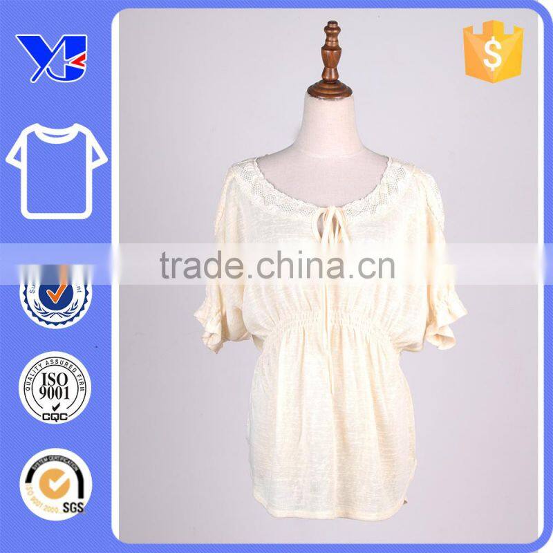 Adjustable lacework neckline wrinkle waist short crinkle dress