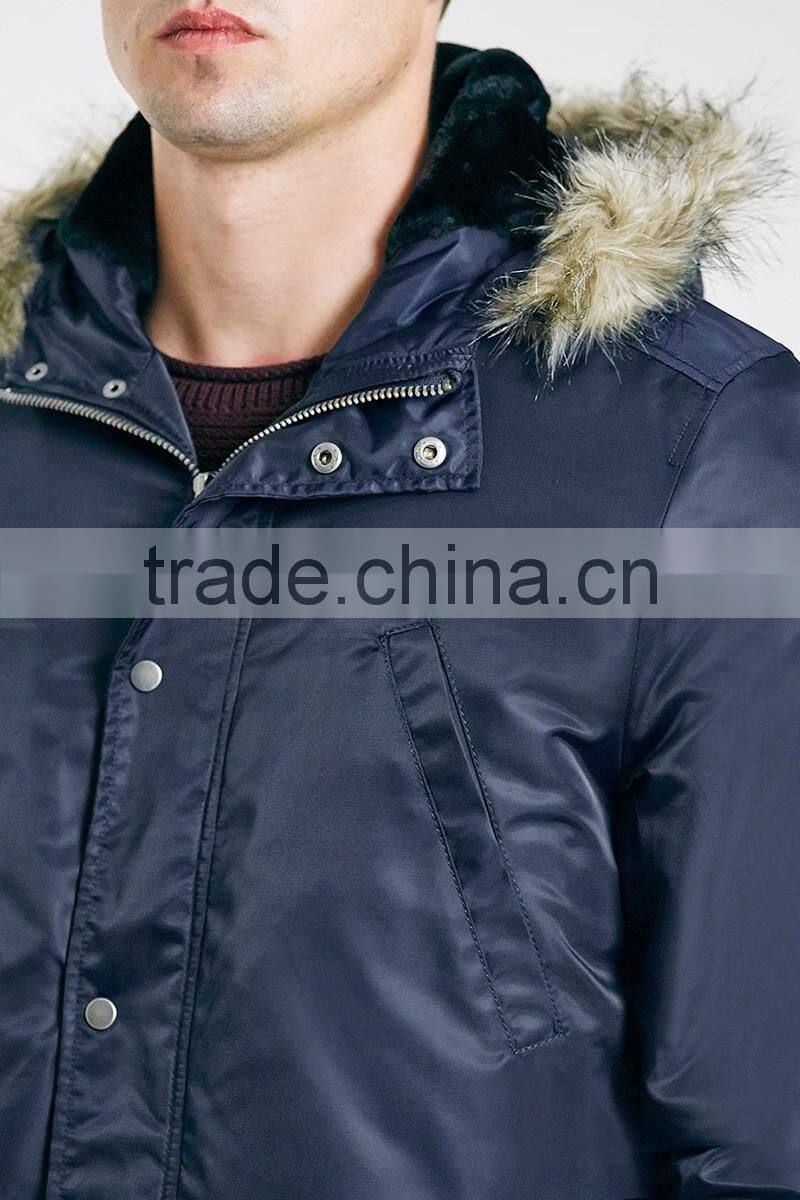 Hot new style cotton-padded mens winter coat parka jacket with fur collar