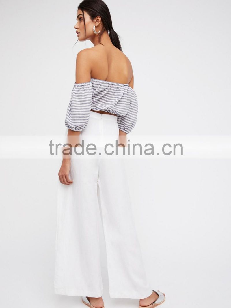 2017 Two Piece Set Women Clothing Stripe Pattern Off-the-shoulder Style Women Two Piece Set Top And Pant