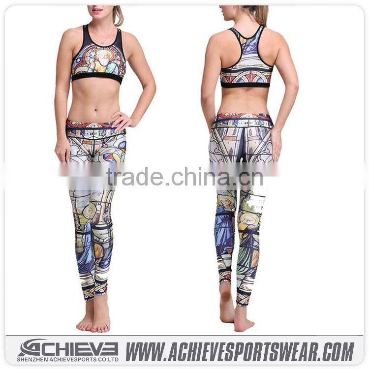 Active wear gym fitness tights subliamted custom yoga bra tops