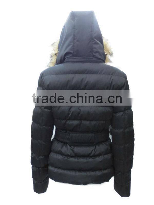 Wholesale women fashion coat with fur hood
