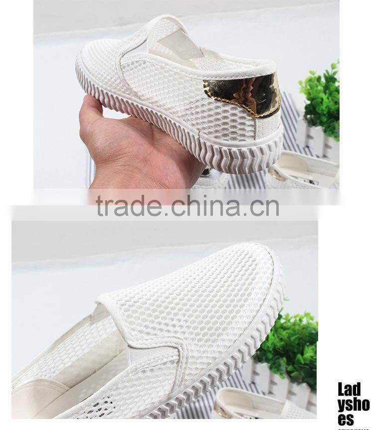 Lady hollow slip on all-match canvas sneaker shoes wholesale