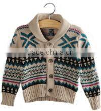 Fashion Lapel Collar Baby Boys Pattern Knitwear Cotton Children Cardigan Knitwear