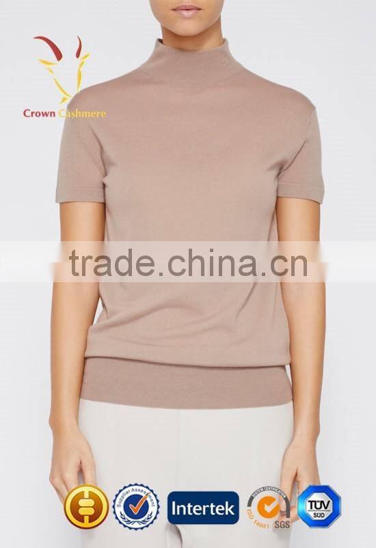 Short Sleeve Turtleneck Knitted Wool Sweater For Women