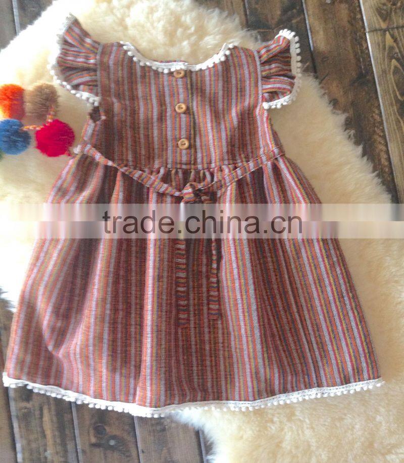 Girls Boho Tassles Cotton Dress Kids Back to School Dress