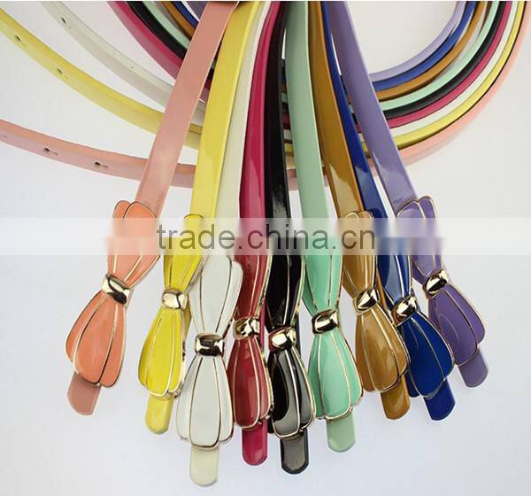 new arrival fashion design high quality with flower design alloy metal buckle women slim PU leather belt