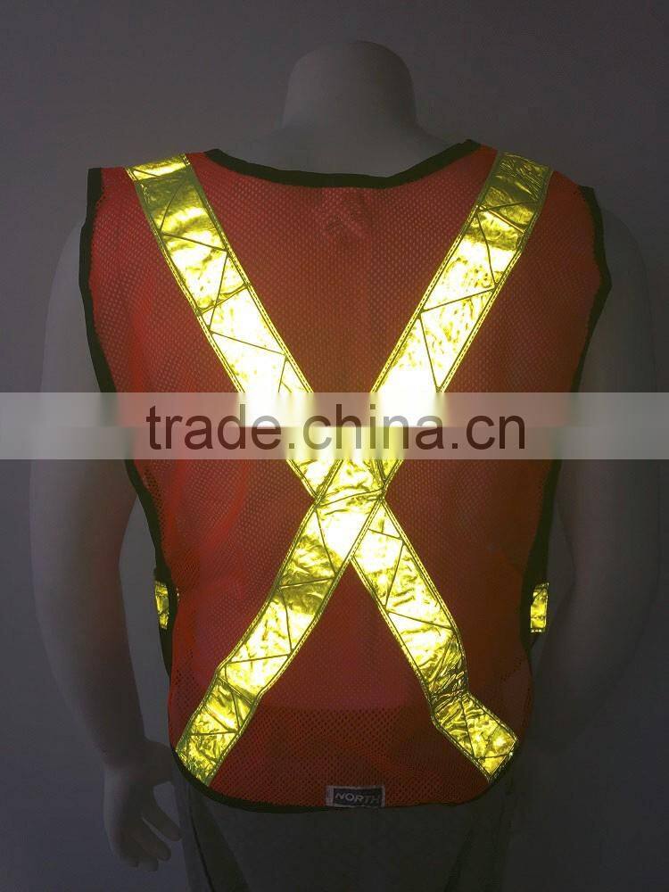 Hi viz orange mesh PVC reflective tape roadway safety vest for Canada