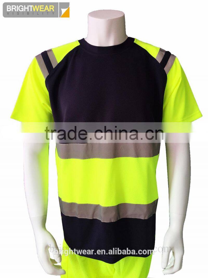 Two-tone mens short sleeve hi vis Europe reflective t-shirt