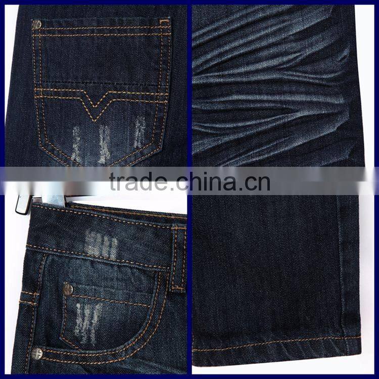 2016 Jean garments factory import new style breathable blue boy damaged jeans pants