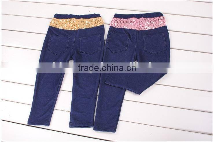 Wholesale 2015 New Korean Spring Autumn Fashion Hot Sale Sequin Children Jeans Pants