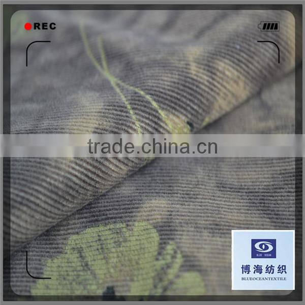 cotton pigment print fabric wide wale corduroy fabric