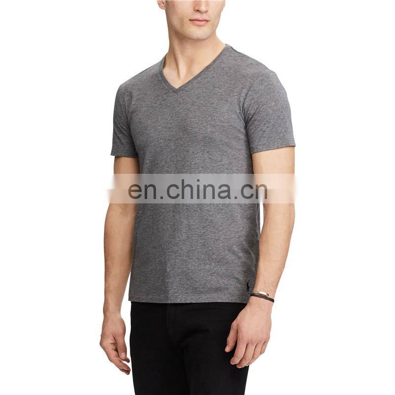 OEM clothing manufacturing v shape collar jersey t shirt