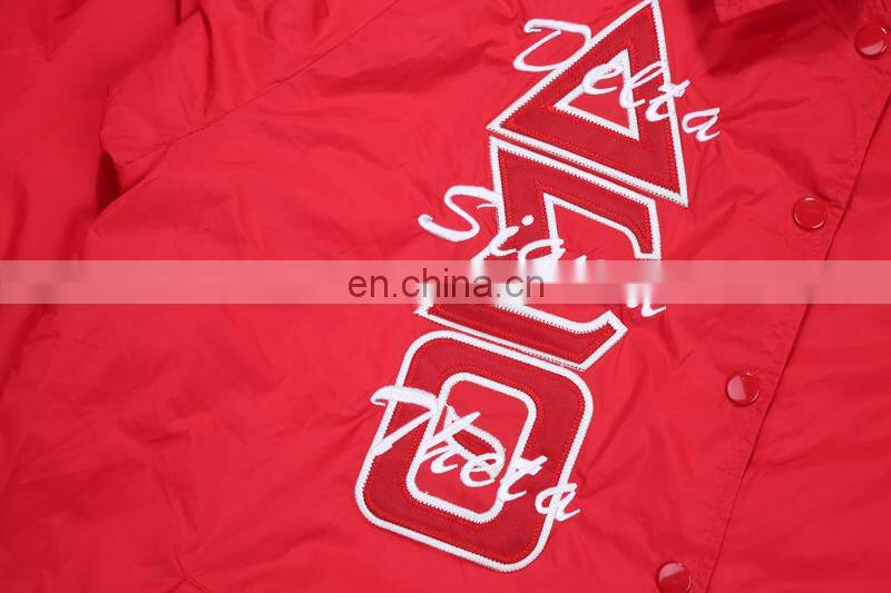 Long embroidery slim fit sport pullover windbreak jacket for women