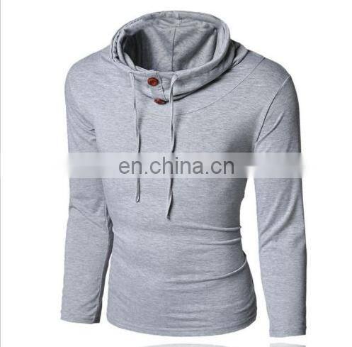 Hot Selling T-Shirt Men Button Front Long Sleeve Round-neck Solid Casual Slim Tops
