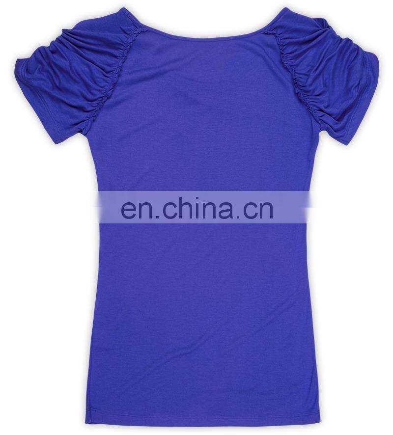 2015 Factory direct price wholesale 100% Cotton Cartoon Evil Queen Royal Blue Top