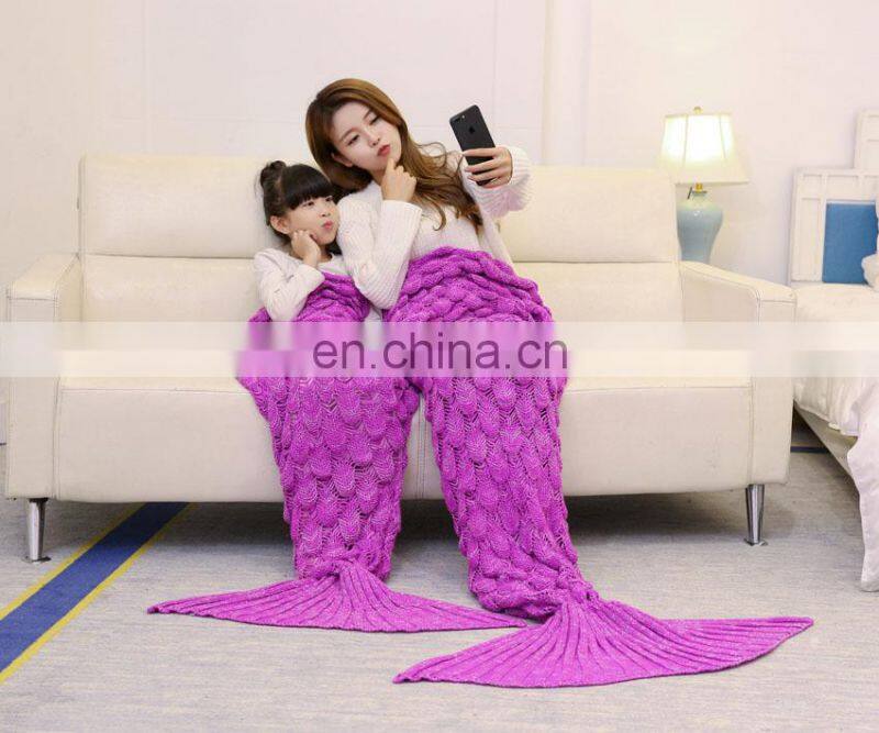 Classic style winter warm family mermaid tail blanket