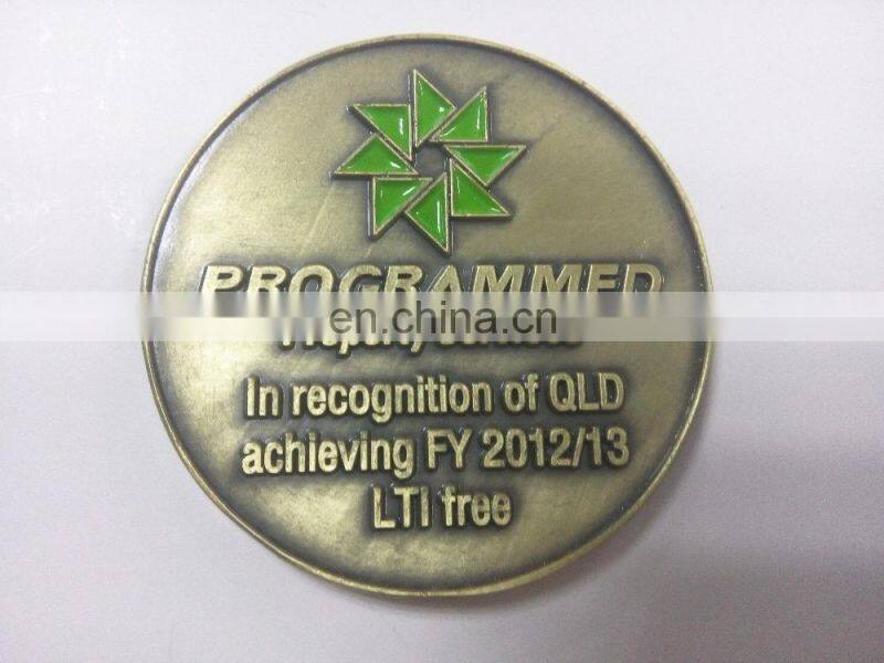 Commemorative zinc alloy casting coin antique brass custom design and logo coin with windmill pattern