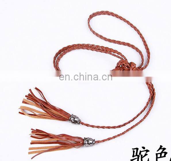 High Quality Beaded Tassel waist belt wiht artistic leather weave belt