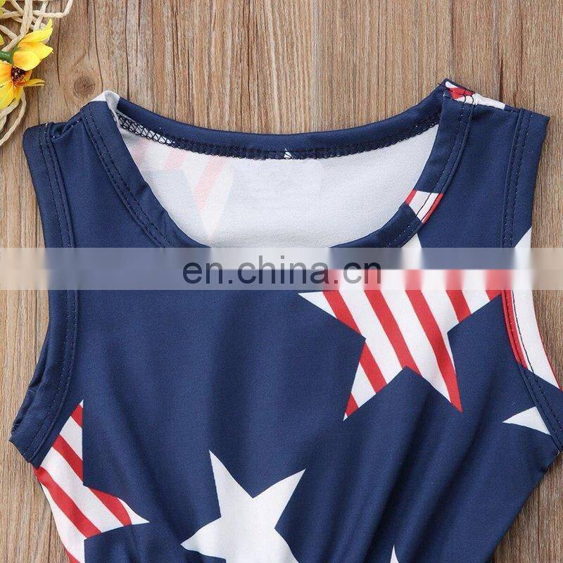 baby girl clothes fashion Summer Baby 4th of July Stars and Stripe Patriotic Romper baby bodysuit kid clothes FREE SHIP