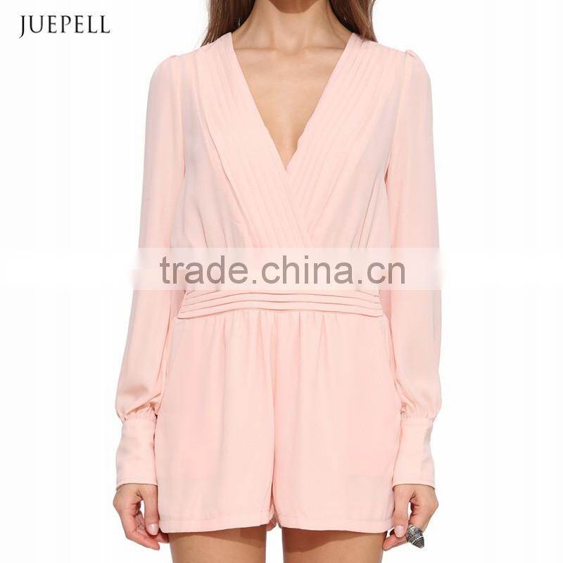hot selling OL sexy deep V elastic waist jumpsuits