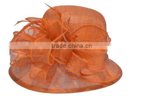 New Fashion Ladies Decorative Church Sinamay Top Hat With Flower