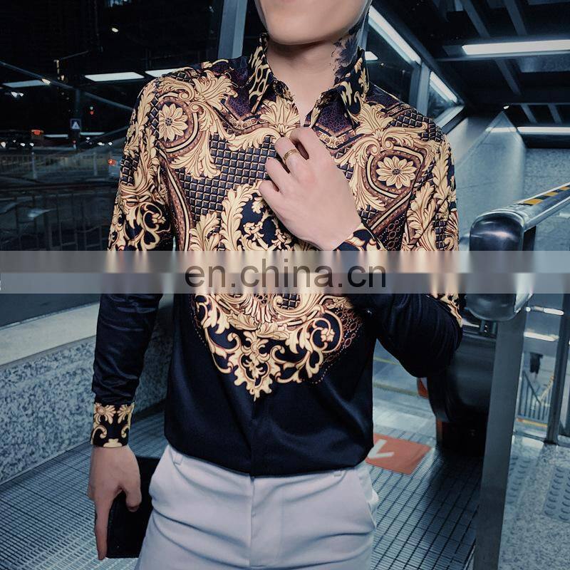 Clothing manufacturers wholesale men's new casual 3D printing cardigan personality long-sleeved lapel shirt