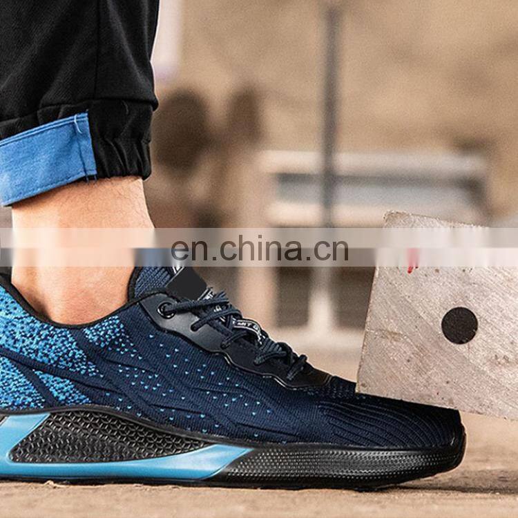 Breathable light weight comfort flying woven zapatos de seguridad de trabajo sneaker shoe safety