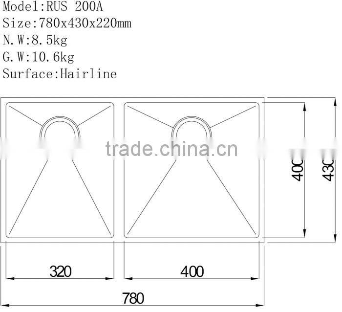 Brand New Design Handmade Double Bowl Undermount Kitchen Sink