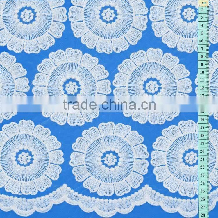 OEM Custom shaped embroidery collar design cotton chiffon lace decorative trim for Dress