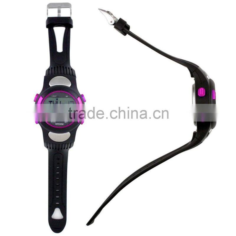 LP1365 plastic case LCD stainless steel Case back Pedometer crane sports heart rate monitor sports watch