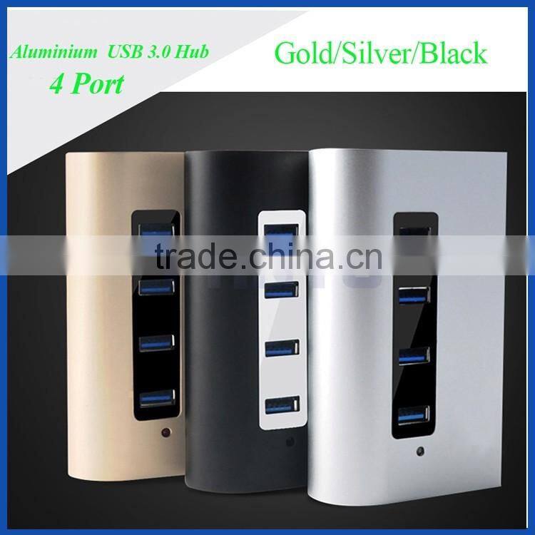 2016 Portable USB 3.0 4 Port generic Hub Aluminium Case with 2A Power Supply