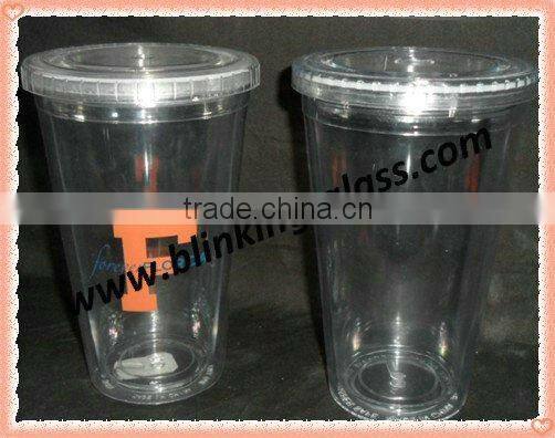HOT! Highest quality food grade plastic cup with straw