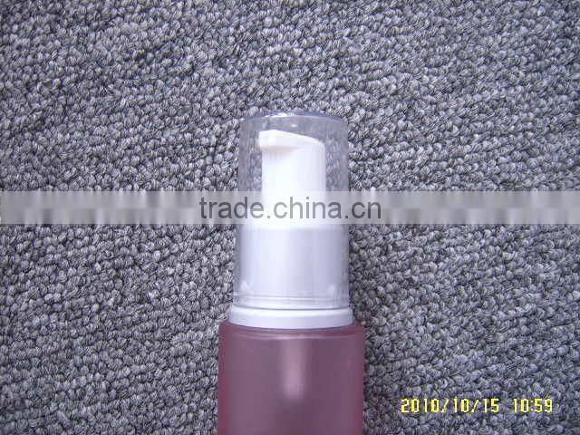 Glass cosmetic lotion bottle with pump and cap