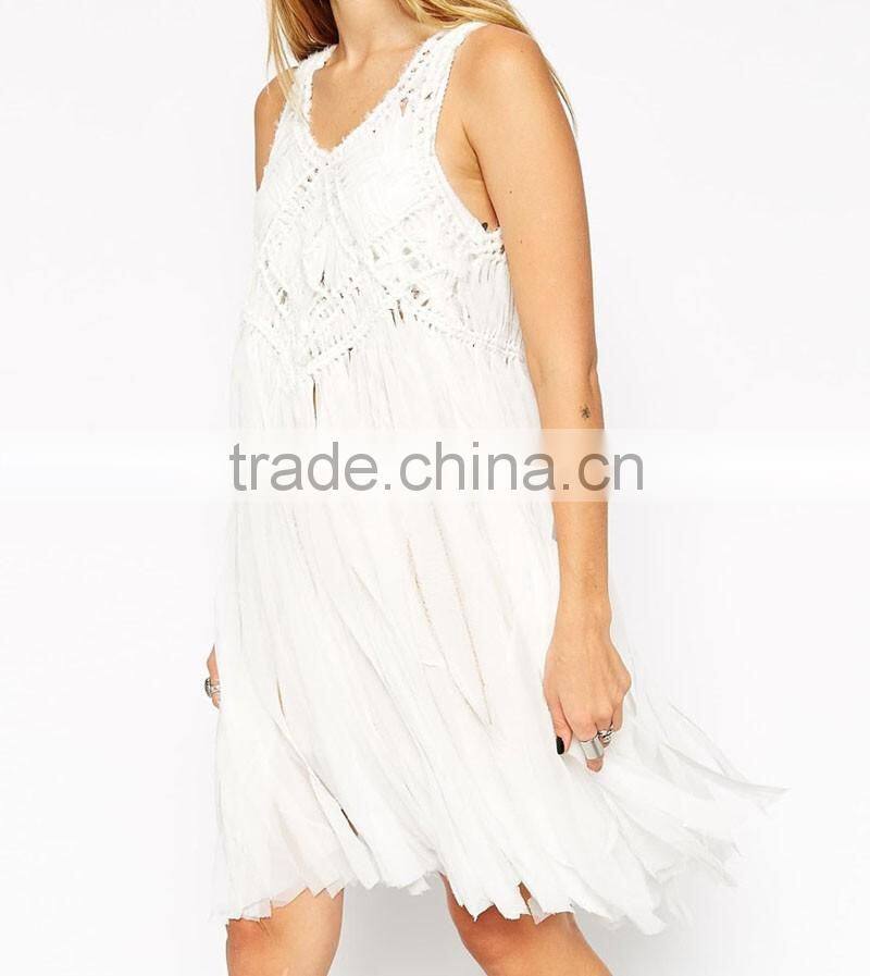 Tassels lady summer vest skirts designs dress oem apparel suppliers