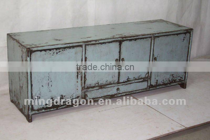 chinese antique furniture pine wood Shanxi one drawer four door blue cabinet